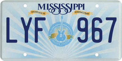 MS license plate LYF967