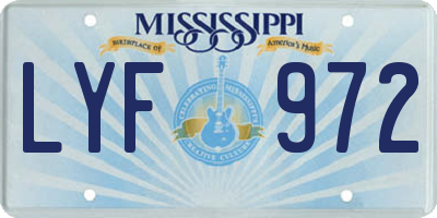 MS license plate LYF972