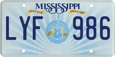 MS license plate LYF986