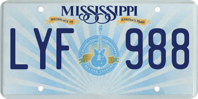 MS license plate LYF988