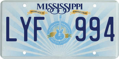 MS license plate LYF994