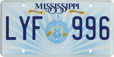 MS license plate LYF996