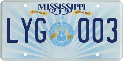 MS license plate LYG003