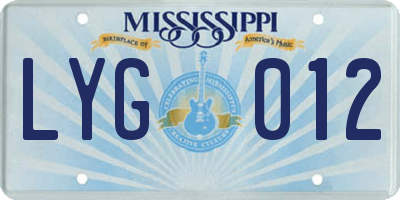 MS license plate LYG012