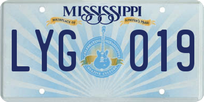 MS license plate LYG019