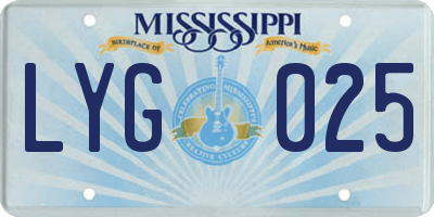 MS license plate LYG025