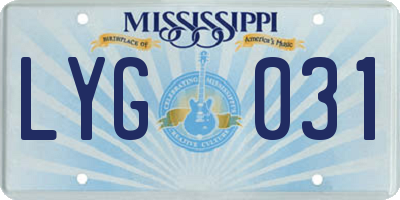MS license plate LYG031