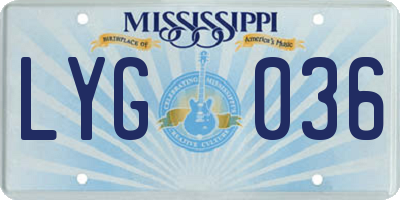 MS license plate LYG036