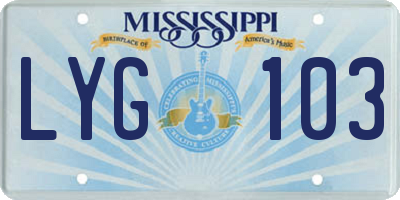 MS license plate LYG103