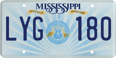 MS license plate LYG180