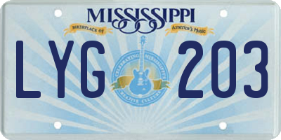 MS license plate LYG203