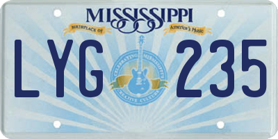 MS license plate LYG235