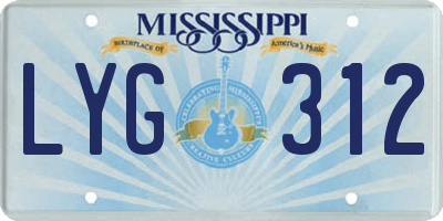 MS license plate LYG312