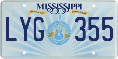 MS license plate LYG355
