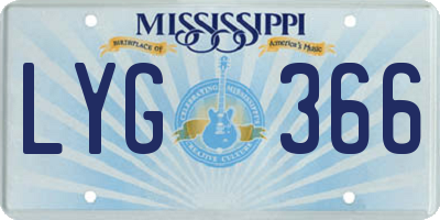 MS license plate LYG366