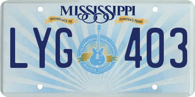 MS license plate LYG403