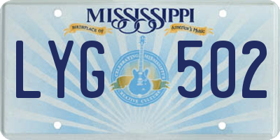 MS license plate LYG502