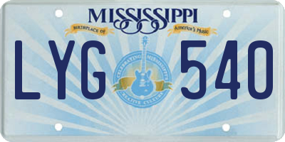 MS license plate LYG540