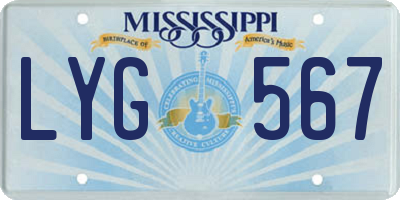 MS license plate LYG567