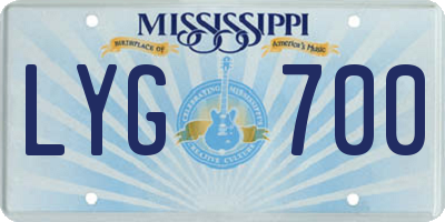 MS license plate LYG700