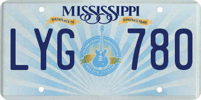 MS license plate LYG780