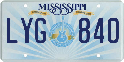 MS license plate LYG840