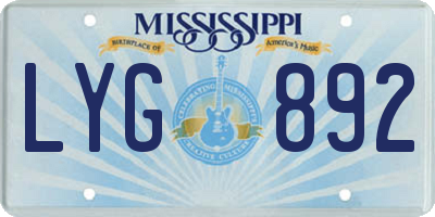MS license plate LYG892