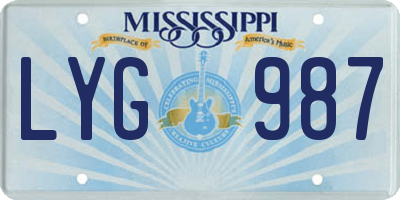MS license plate LYG987