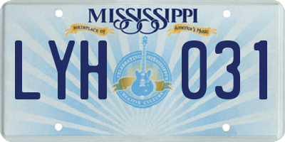 MS license plate LYH031