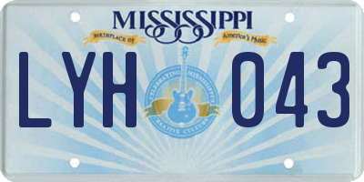 MS license plate LYH043