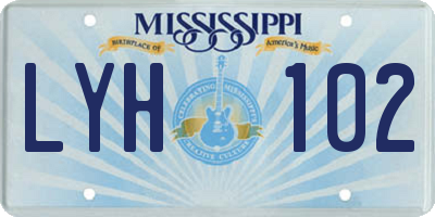 MS license plate LYH102