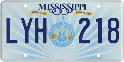 MS license plate LYH218