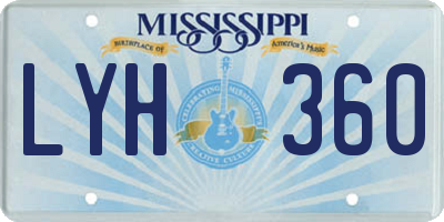 MS license plate LYH360