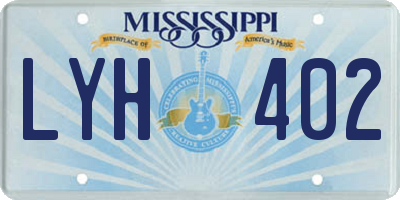 MS license plate LYH402