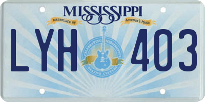 MS license plate LYH403