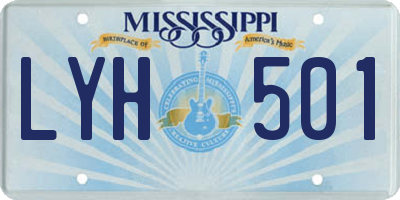 MS license plate LYH501