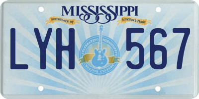 MS license plate LYH567