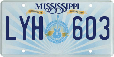 MS license plate LYH603