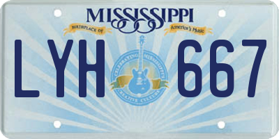 MS license plate LYH667