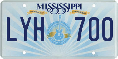 MS license plate LYH700