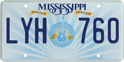 MS license plate LYH760