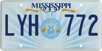 MS license plate LYH772