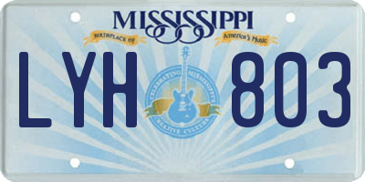 MS license plate LYH803