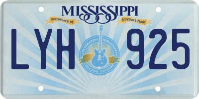 MS license plate LYH925