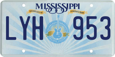 MS license plate LYH953