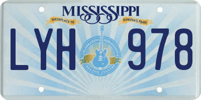 MS license plate LYH978