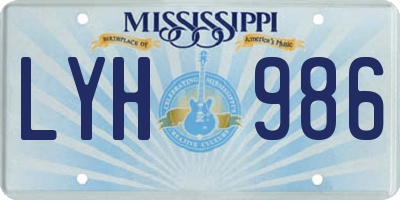 MS license plate LYH986