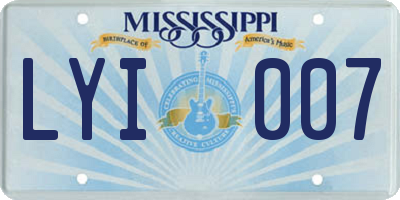 MS license plate LYI007