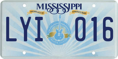 MS license plate LYI016
