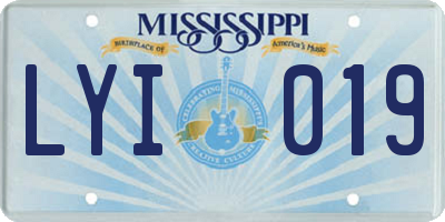 MS license plate LYI019
